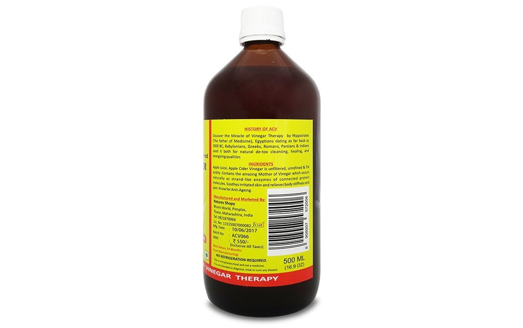 Dr. Pathkar's Apple Cider Vinegar (With The Mother)   Glass Bottle  500 millilitre